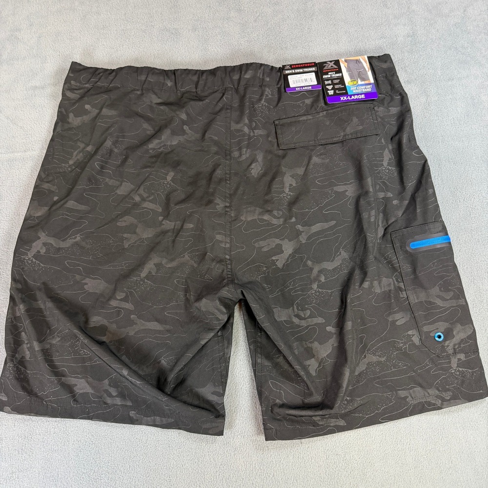 ZeroXposur Mens Black Camo Swim Trunks XXL Stretch UPF 50 Board Shorts T88231S